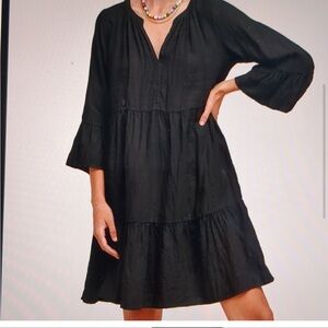 Velvet gauze black dress, size ?